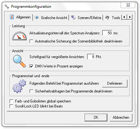 Abbildung 1:Fenster Programmkonfiguration, Reiter Allgemein