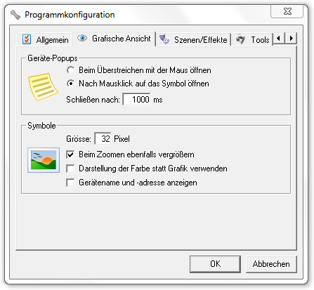 Abbildung 2:Fenster Programmkonfiguration, Reiter Grafische Ansicht