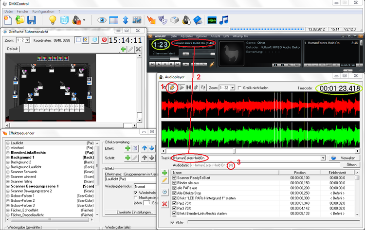 Abbildung 3:Synchronisisation des Audioplayers mit Winamp